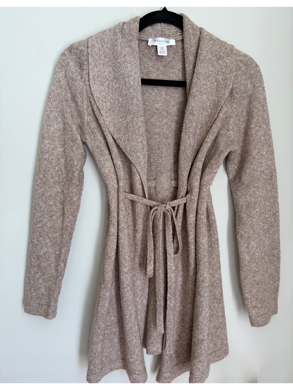 Motherhood Maternity Beige Knit Open Front Cardigan Sweater Medium